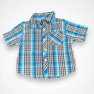 4/$20  Quad Blue Checkered Button Down Shirt